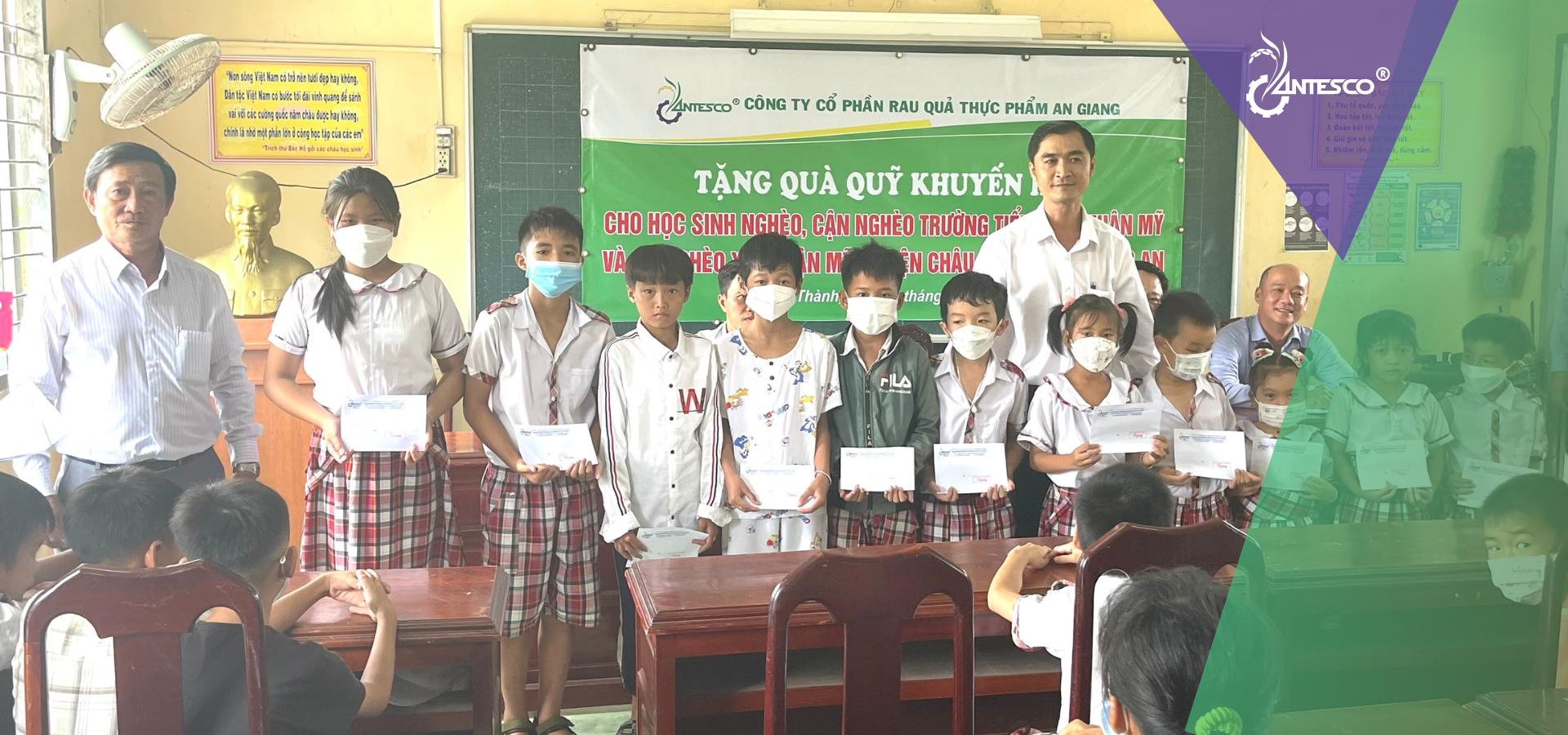 Ban lãnh đạo Antesco tặng Quà Quỹ Khuyến học tại huyện Châu Thành, Long An
